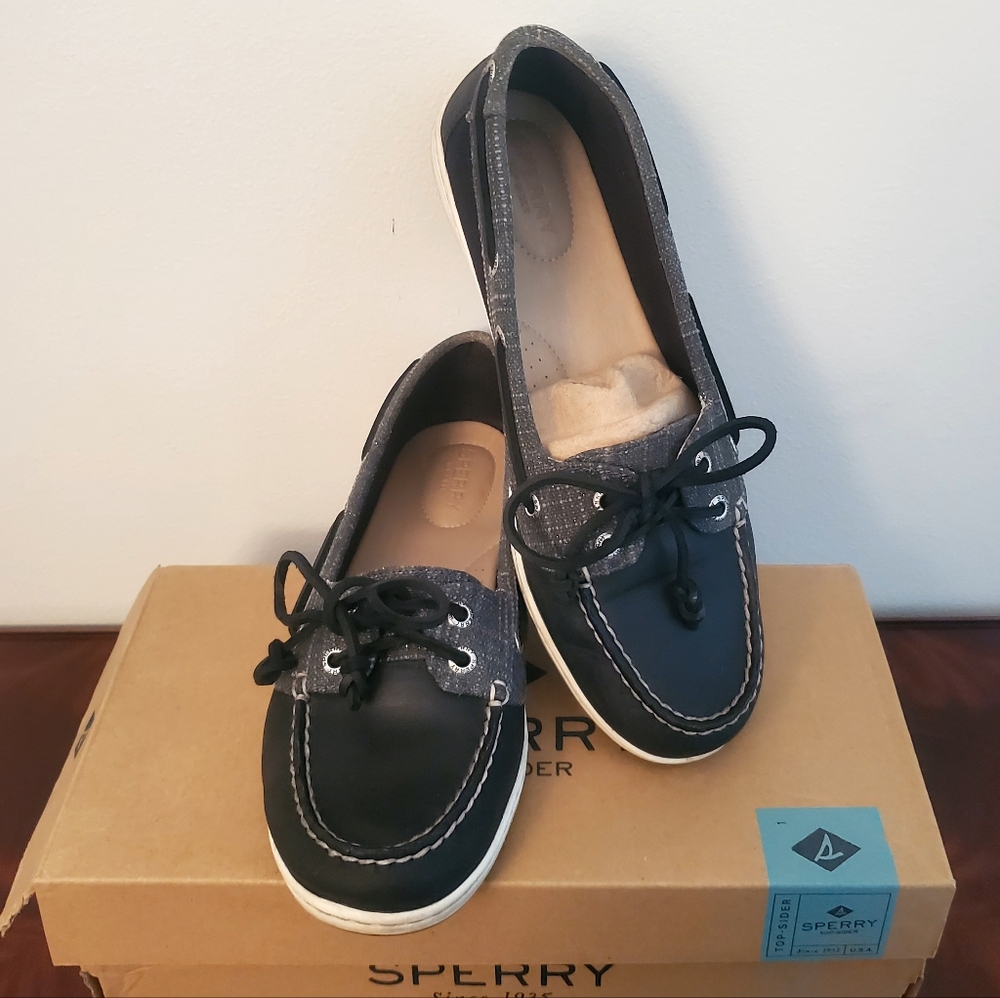 LIKE BRAND NEW Perry Black Boat Shoes Women's 9 1/2
